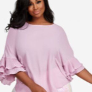 Pleated Ruffle Sleeve Blouse